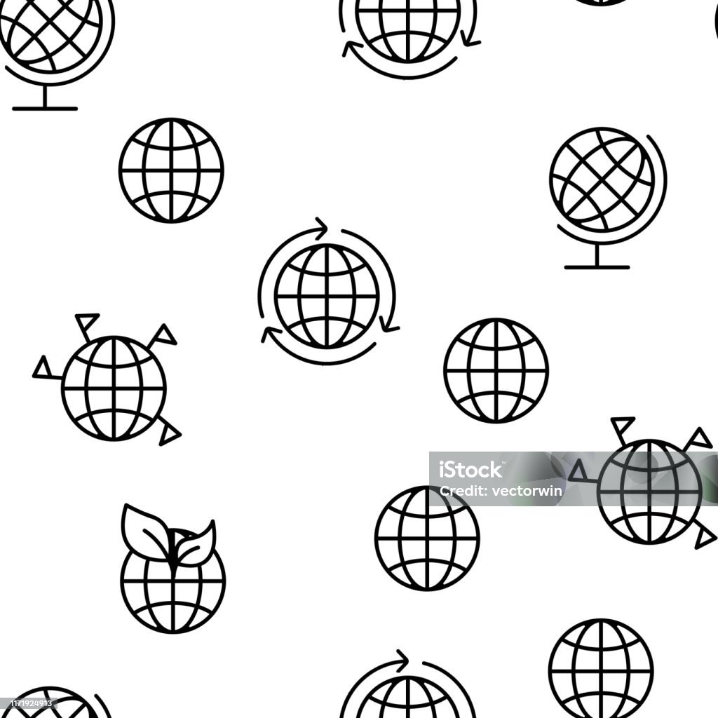 Globe Vector Pattern World Globe Planet Earth Vector Seamless Pattern Stock Illustration ...