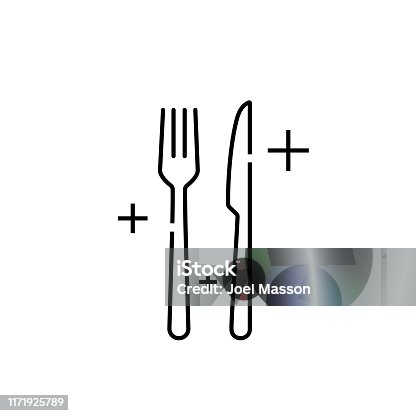 istock Knife fork line icon 1171925789