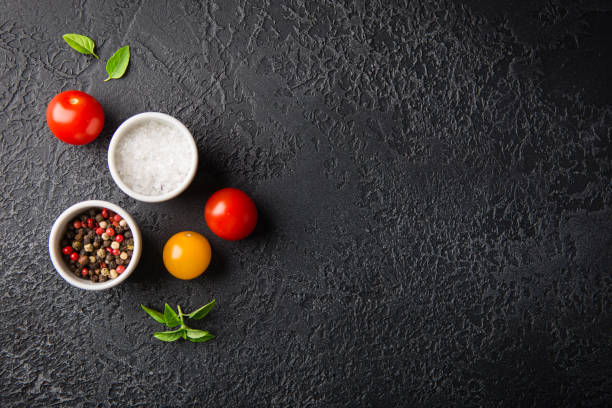 istock Red and yellow fresh tomatos, basil and olive oil 1171925807