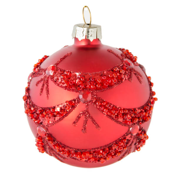 istock Red Christmas ball on white background 1171926356
