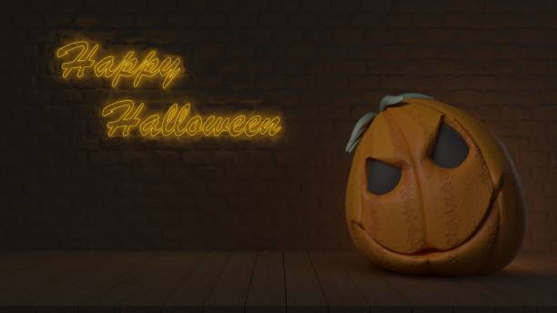 istock 3D Halloween background with pumpkins 1171927538
