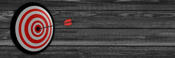 istock Red target with a pepper on wood - direct hit 1171927613