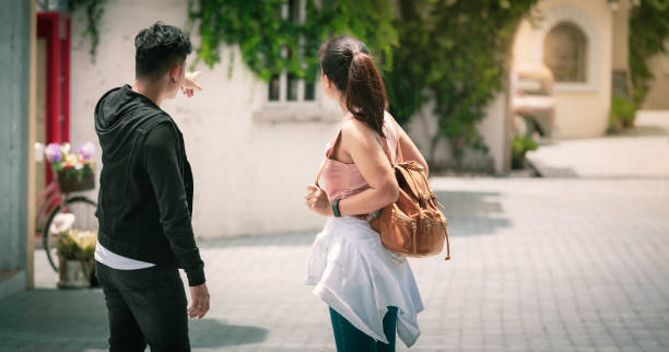 istock Asian couple travelling sightseeing together with happiness 1171927687