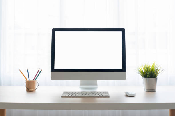 istock Working with digital tablet pen, with blank monitor screen 1171927785