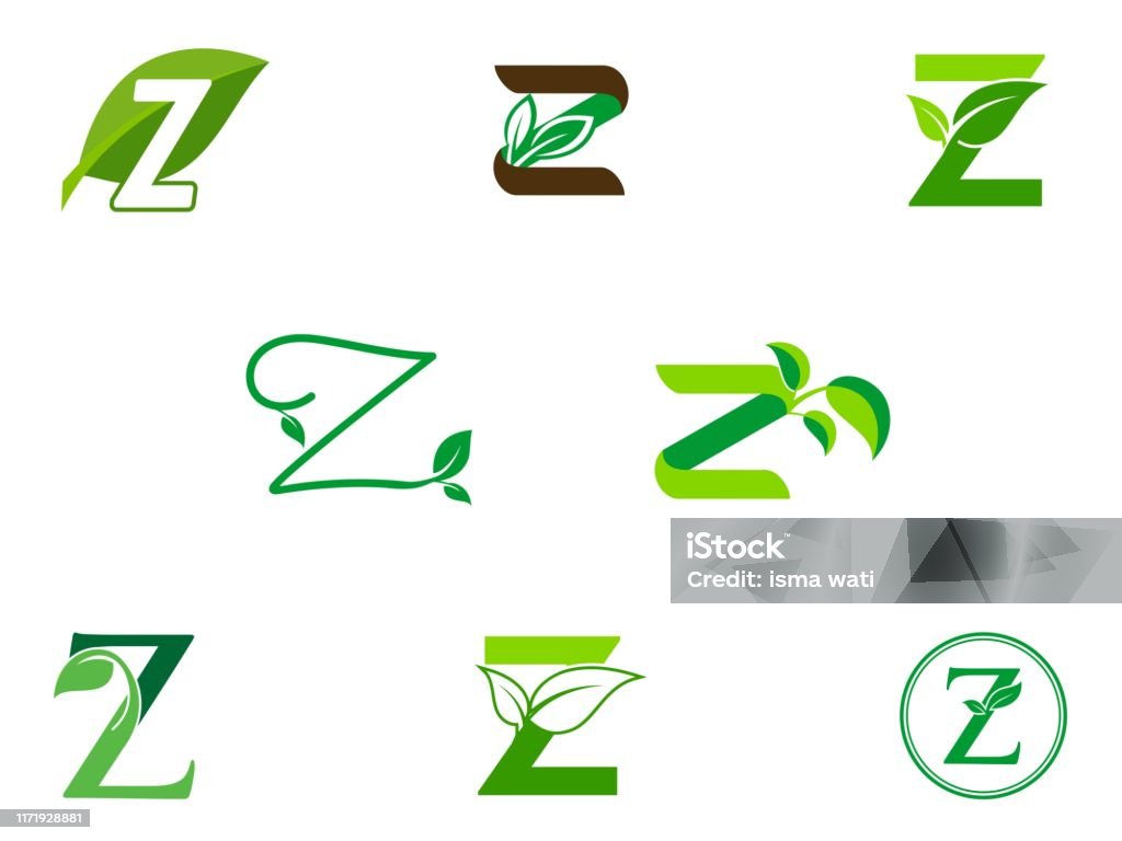 Bộ Logo Z Chữ Viết Tắt Lá Biểu Tượng Lá Xanh Tự Nhiên Tên Viết Tắt ...