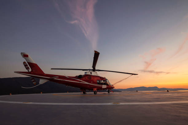 istock Helicopter parking landing on offshore platform, Helicopter transfer passenger 1171933753