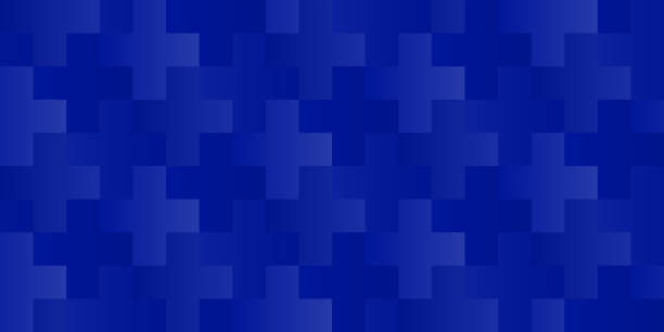 vektor nahtloses kreuz- oder plusmuster mit blauer (veränderbarer) hintergrundfarbe für die kreuze - add stock-grafiken, -clipart, -cartoons und -symbole
