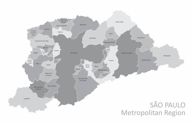 ilustrações, clipart, desenhos animados e ícones de mapa da região metropolitana de são paulo - sao paulo