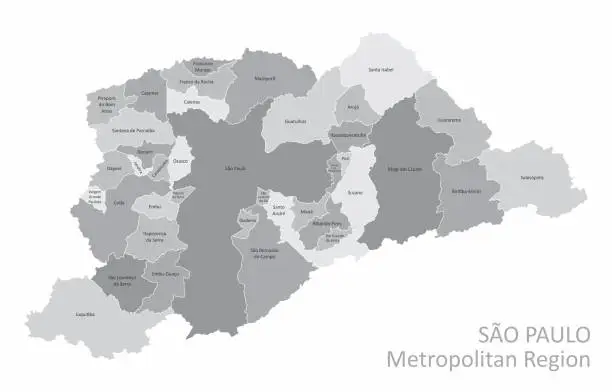 Vector illustration of Sao Paulo metropolitan region map