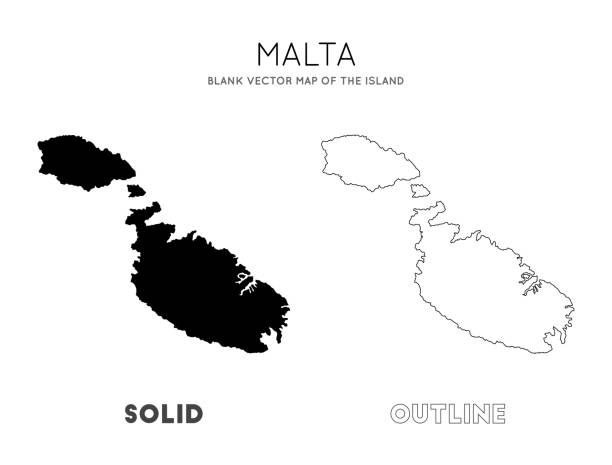 Malta map. Malta map. Blank vector map of the Island. Borders of Malta for your infographic. Vector illustration. maltese silhouette stock illustrations