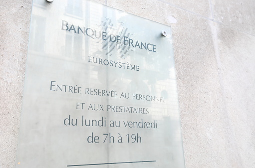 Paris France - May 22, 2019: Bank of France government department.