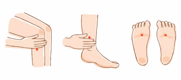 フットポットの3つの典型的なポイント - massaging human foot reflexology foot massage点のイラスト素材／クリップアート素材／マンガ素材／アイコン素材