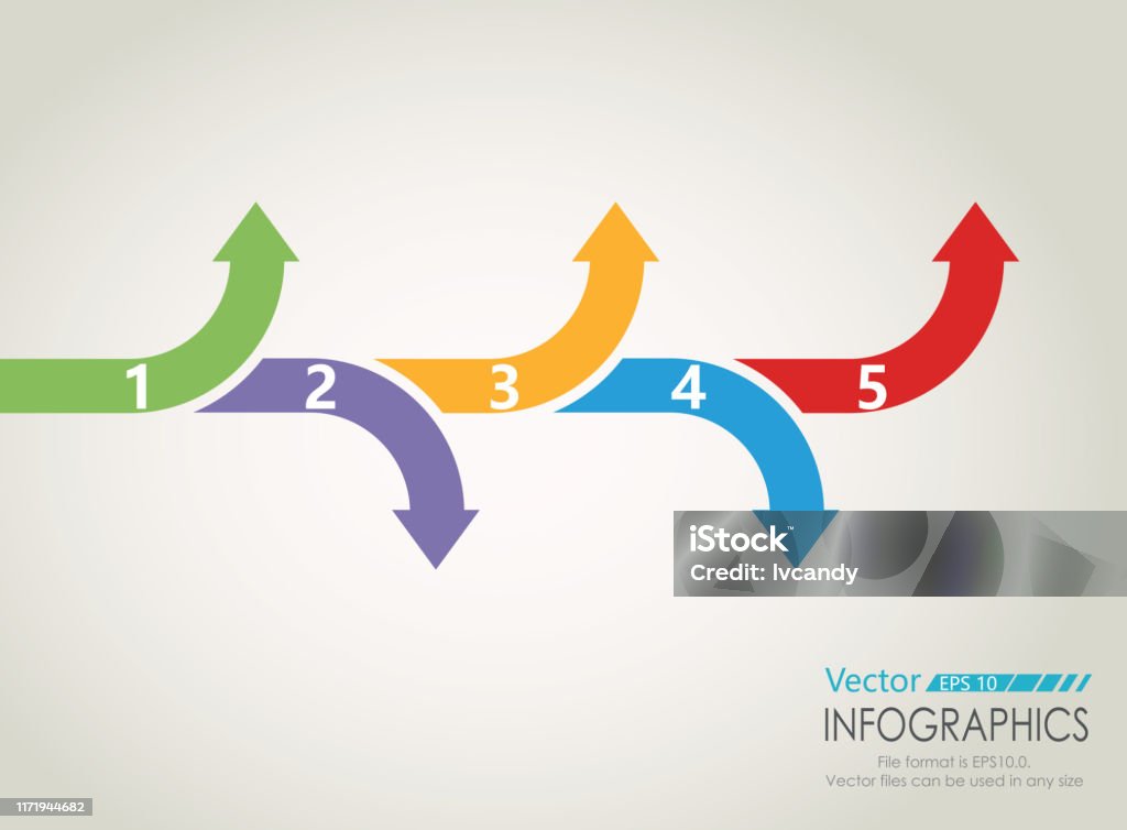 5 Step Progression Rrows Five Steps Arrows Graph Stock Illustration - Download Image Now ...