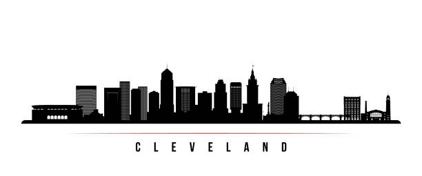 Cleveland City skyline horizontal banner. Black and white silhouette of Cleveland City, Ohio. Vector template for your design. Cleveland City skyline horizontal banner. Black and white silhouette of Cleveland City, Ohio. Vector template for your design. cleveland ohio stock illustrations