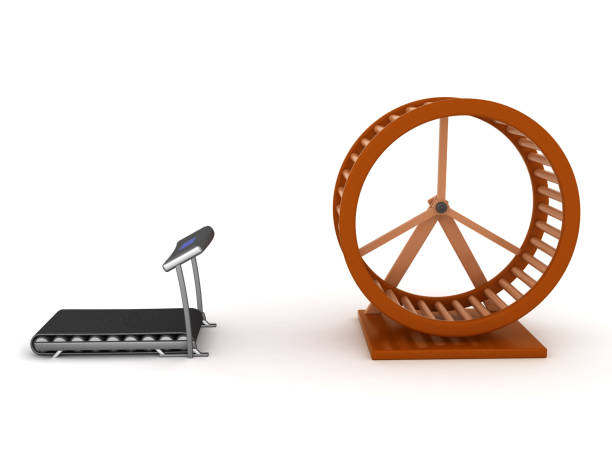 istock 3D Rendering of hamster wheel versus treadmill 1171946702