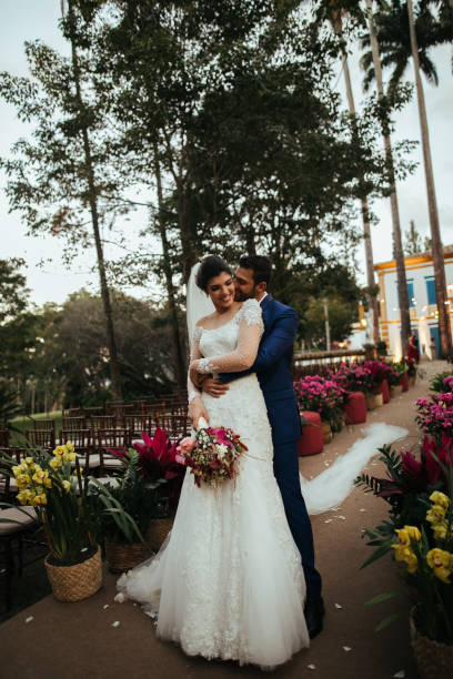 istock Newlywed couple on farm after wedding ceremony 1171950269