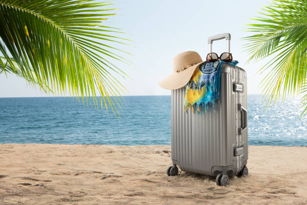 tropic suitcase stock photo