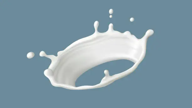 Vector illustration of Milk splash or round swirl with drops, realistic