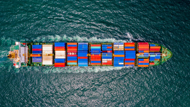 istock Cargo containers ship logistics transportation Container Ship Vessel Cargo Carrier. import export logistic international export and import services export products worldwide 1171953715