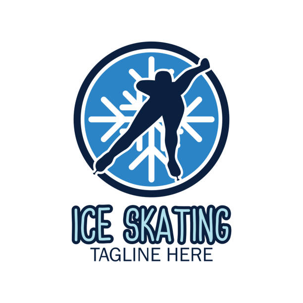illustrations, cliparts, dessins animés et icônes de insigne de patinage de vitesse avec espace texte pour votre slogan / slogan - ice hockey action ice skating ice skate