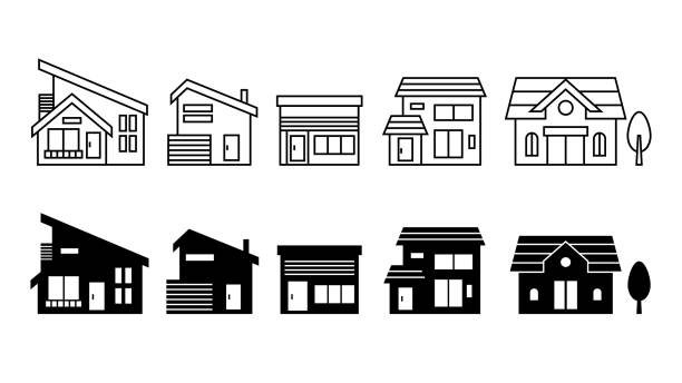 home and house icon set. vector illustration image. home and house icon set. vector illustration image. house cut out stock illustrations