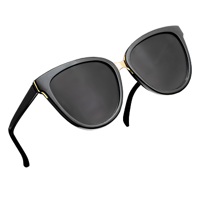 Black and gold sunglasses isolated