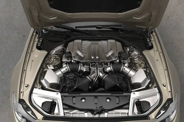 Photo of the engine of a car