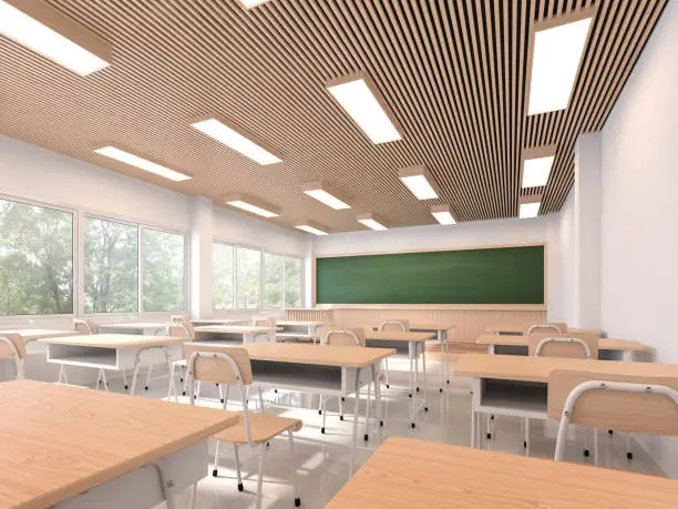 Photo of Modern contemporary classroom 3d render,