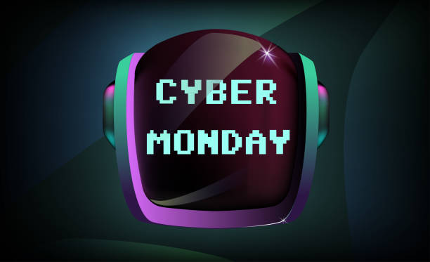 istock Cyber Monday Sale neon banner vector design template. Cyber Monday Big discounts neon light text on astronaut helmet , colorful modern design trend, bright sign. Vector. 1171957498