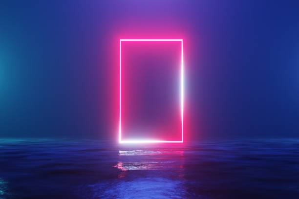 istock Glowing neon red rectangle, portal, gate. Fantastic scene. 3d rendering 1171957565