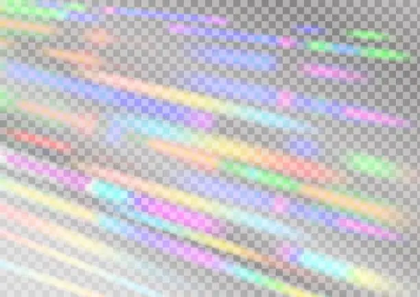 Vector illustration of Vector Rainbow Gradient with Sunshine Glare. Mesh Holographic. Trendy Hologram Vector Background