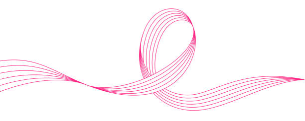 różowe linie wstążki - breast cancer awareness ribbon ribbon breast cancer cancer stock illustrations