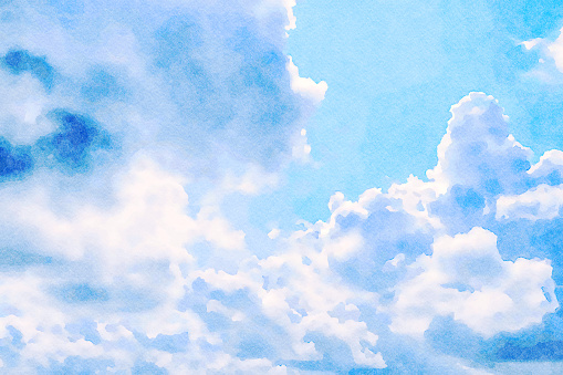 Digital art painting canvas - intense clouds before raining on a blue sky ideal for wall decoration or print canvas ( watercolor effect)
