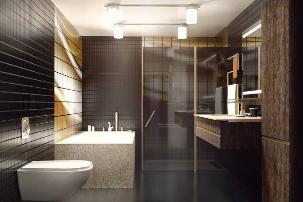 istock Interior of the modern bathroom 3D rendering 1171964006