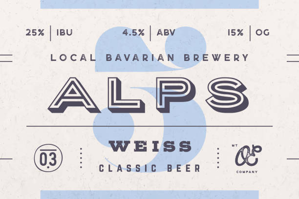 Vintage Minimal Label. Set of graphic modern vintage label Vintage Minimal Label. Set of graphic modern vintage label, tag, sticker for brand, packing. Retro design minimal label, tag or card, classic old school style, typography. Vector Illustration beer brands stock illustrations