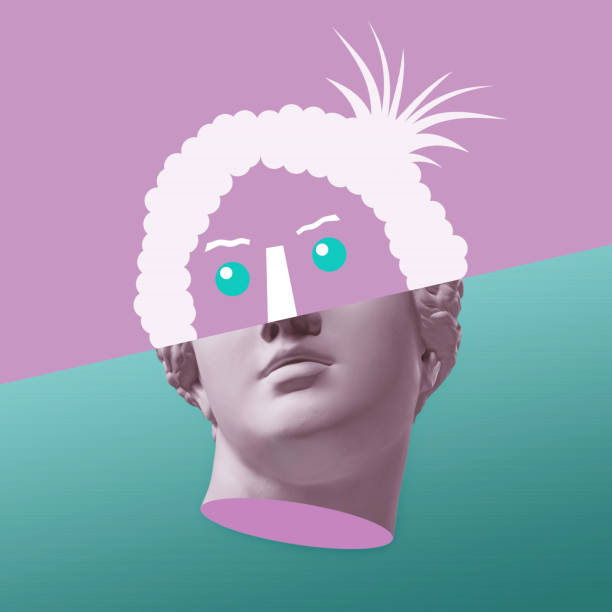 istock Contemporary art concept collage with antique statue head in a surreal style. Modern unusual art. 1171969821