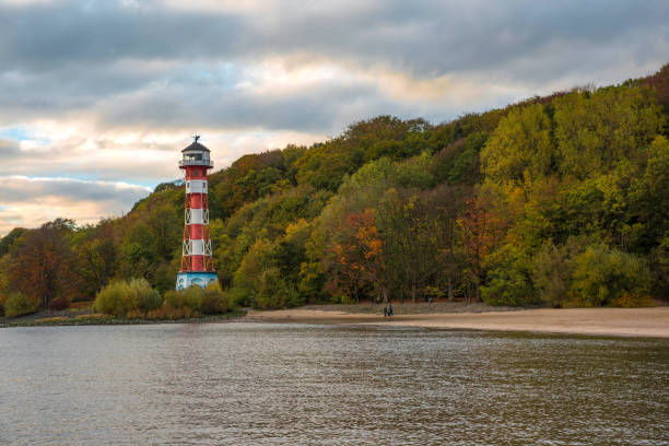 Autumn at the lighthouse Wittenbergen in Hamburg