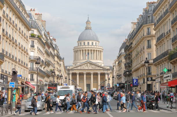 пантеон латинский квартал городской пейзаж париж франция - pantheon paris paris france france europe стоковые фото и изображения