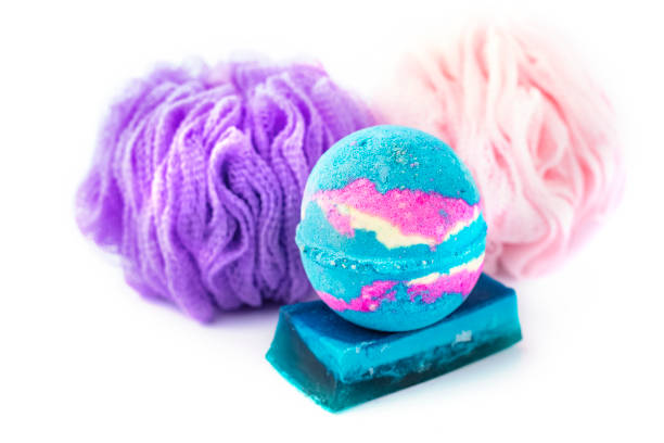 istock bath salt on a piece of soap. white background 1171984505