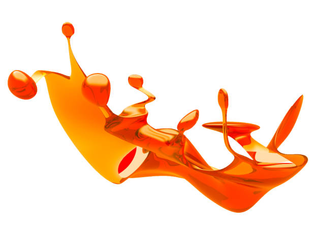 istock Yellow shiny transparent liquid splash on white background 1171987264