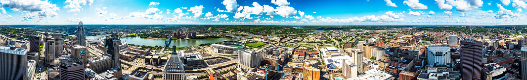 Aerial panorama of Downtown Cincinnati, Ohio