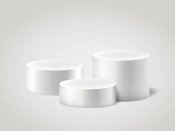 istock White realistic ylinder and pedestal, scene empty stand. 3D cylinder vector set. Circle, podium and stand circular illustration 1171991034