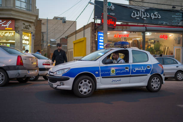 Tabriz, Iran - 11 August 2019: police and police car stock photo