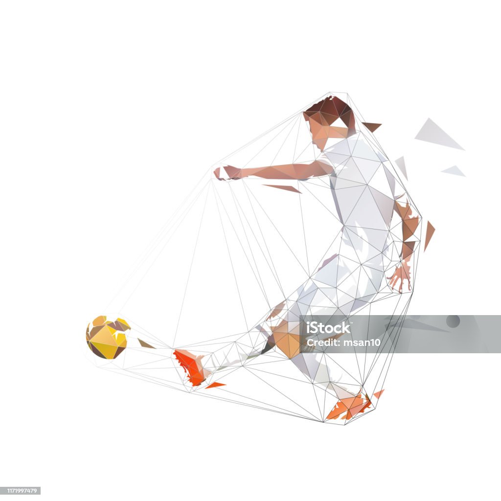 Cầu Thủ Bóng Đá Mặc Áo Trắng Đá Bóng Và Ghi Bàn Trừu Tượng Hóa ...