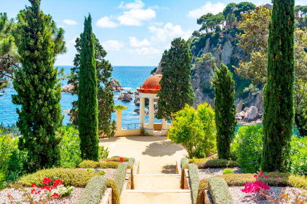 Marimurtra botanical garden in Blanes near Barcelona, Spain Marimurtra botanical garden in Blanes near Barcelona, Spain barcelona province stock pictures, royalty-free photos & images
