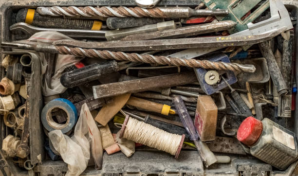 istock Old tool kit for repair. View top 1172000169