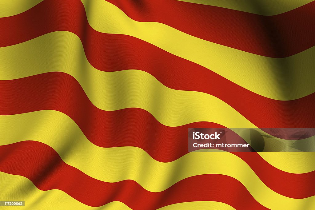 Flaga Catalunyan wytopione - Zbiór zdjęć royalty-free (Barcelona - Hiszpania)