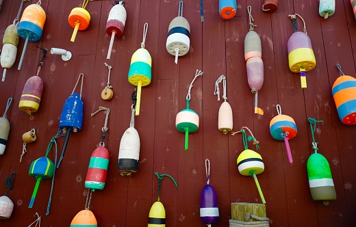 Colorful buoys in Bar Harbor, Main