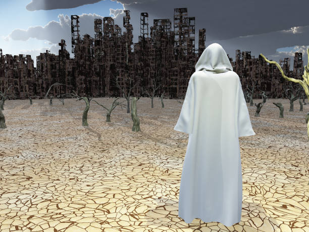istock Traveler before the destroyed city 1172002019