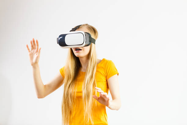 istock Girl wearing virtual reality goggles. 1172010885